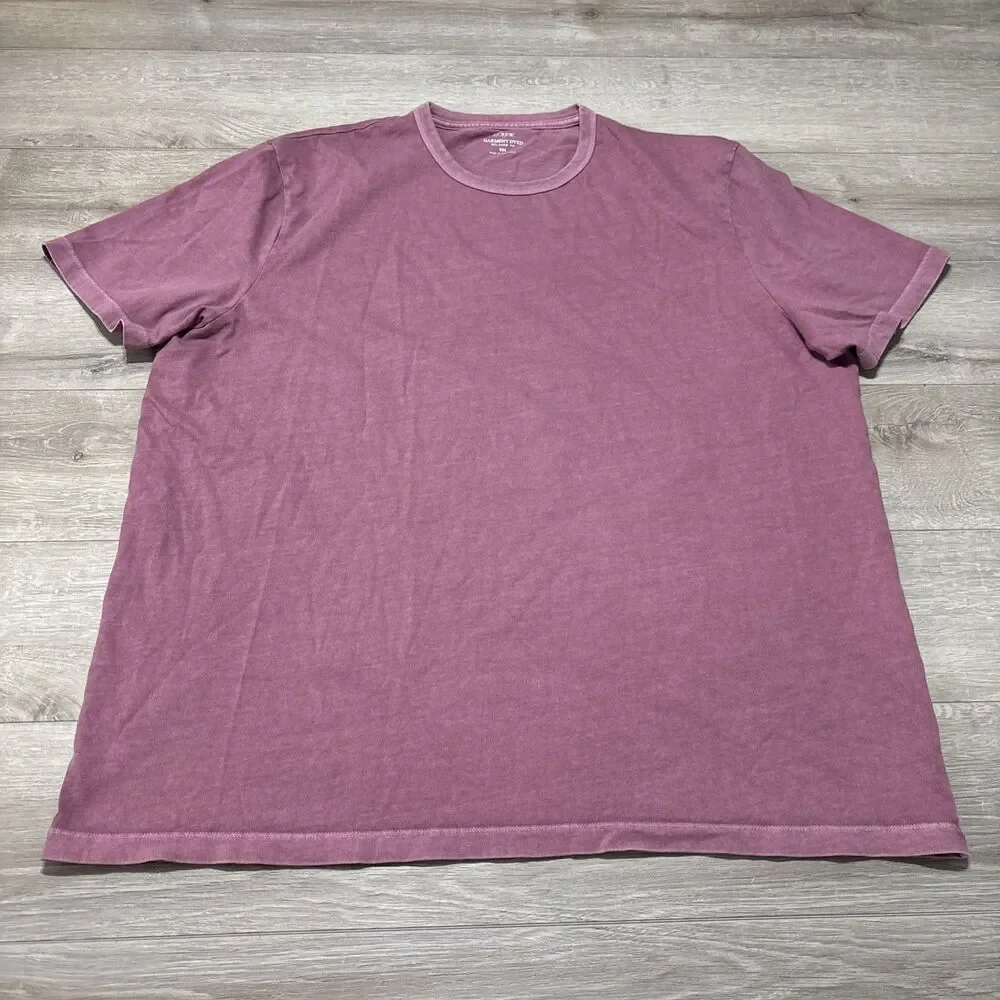J. Crew Garment Dyed Relaxed Fit Short Sleeve Crew Neck Berry Wash Men's Tee XXL